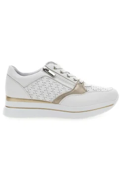 Weiße Schnürschuhe mit seitlichem Reißverschluss MIO TEMPO H216361