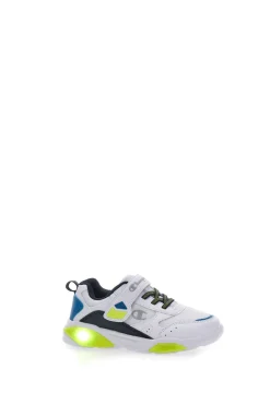 Weiße Sneakers mit Lichtern und blauen und grünen Details CHAMPION WAVE B PS