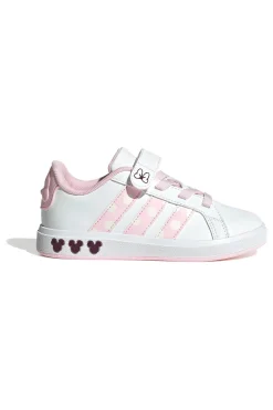 Weiße Sneakers mit rosa Details und Klettverschluss Adidas Grand Court Minnie El K
