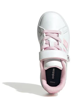 Weiße Sneakers mit rosa Details und Klettverschluss Adidas Grand Court Minnie El K