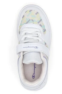 Weiße Turnschuhe mit Klettverschluss-Champion-Rebound-Grafik