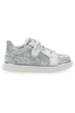 Weiße und silberne Sneakers mit Klettverschluss LAURA BIAGIOTTI AG17132