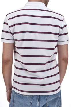 Weißes Poloshirt mit halben Ärmeln und roten Streifen US Golf Club 1350