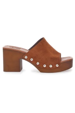 Zoccoli Marroni in Vera Pelle con Tacco Effetto Legno PITTARELLO LOVE 4850