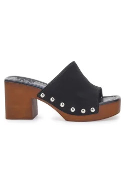Zoccoli Neri in Vera Pelle con Tacco Effetto Legno PITTARELLO LOVE 4850