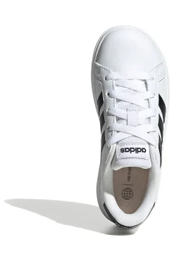 Adidas Grand Court 2 K Weiße Sneakers mit schwarzen Streifen
