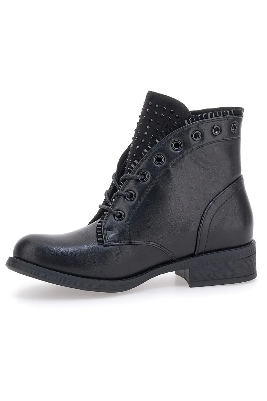 Anfibi Neri con Strass The First 493