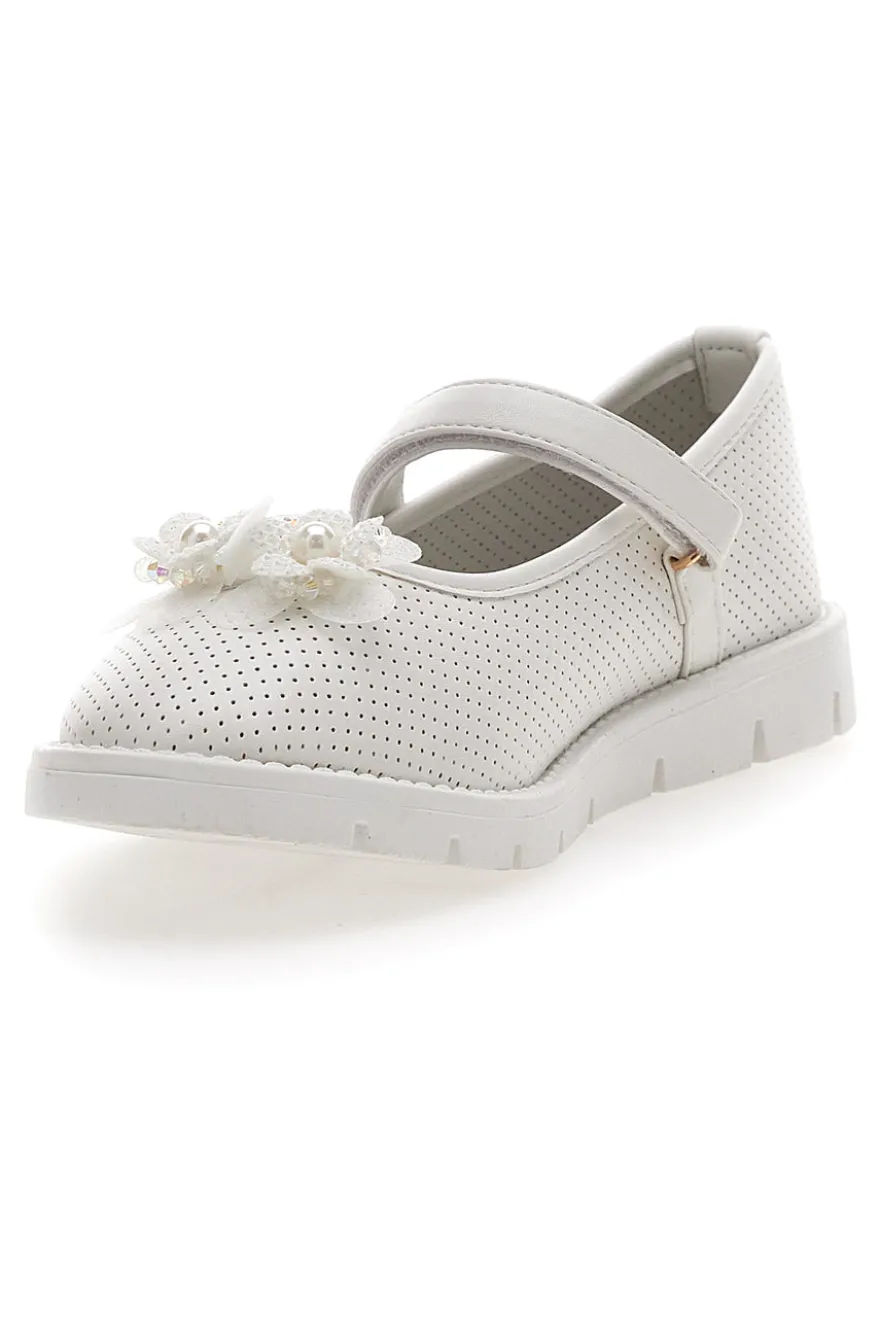 Ballerine Bianche Con Cinturino e Strappo Pitt Kids 7701