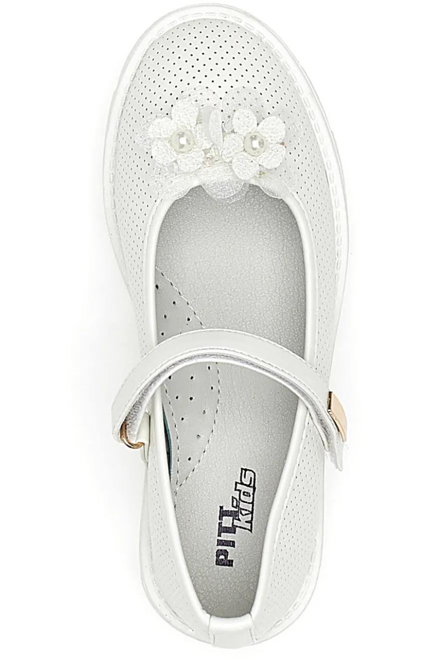Ballerine Bianche Con Cinturino e Strappo Pitt Kids 7701
