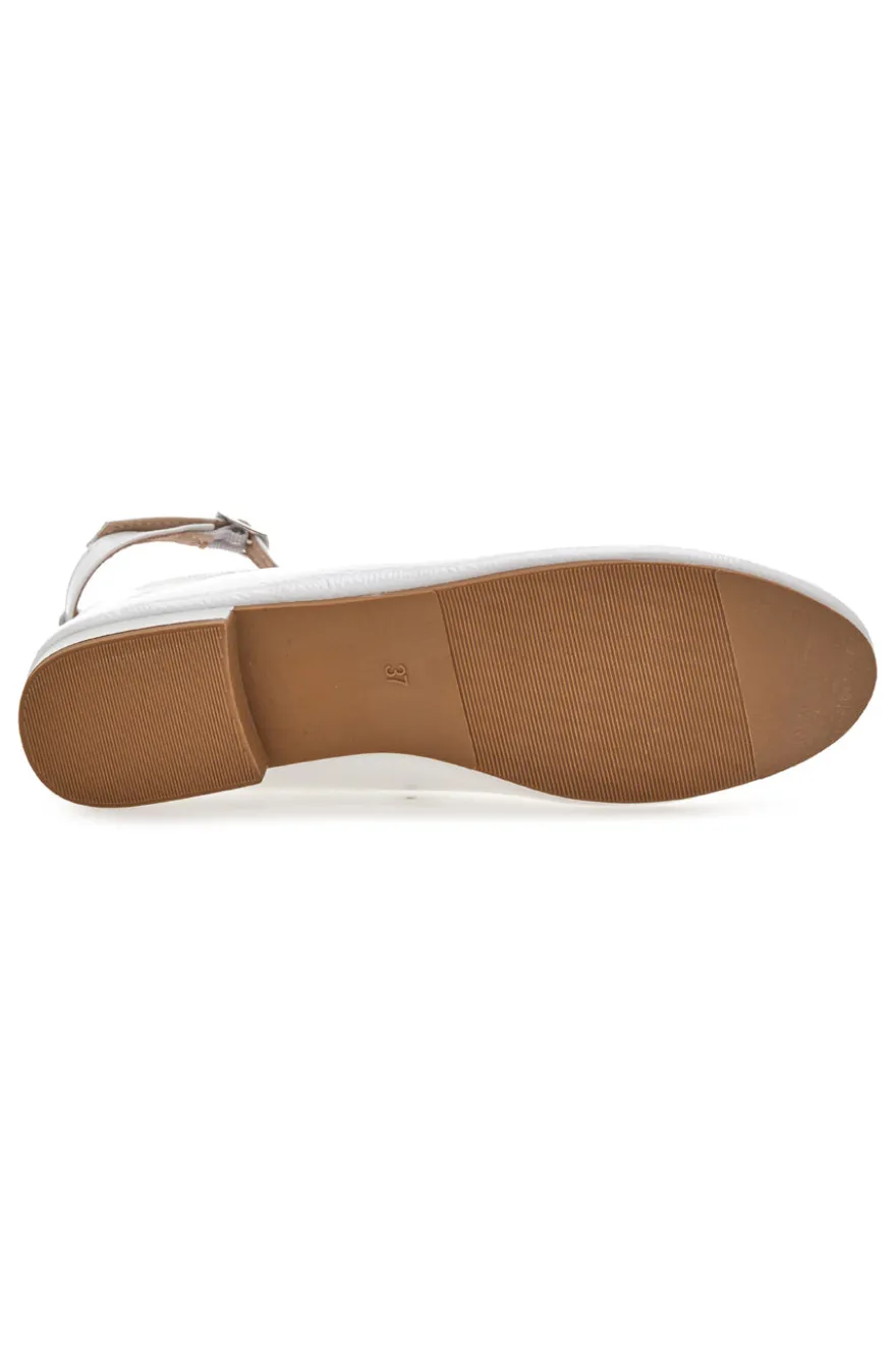 Ballerine bianche vernice con cinturino alla caviglia The First IDE1075 da Donna