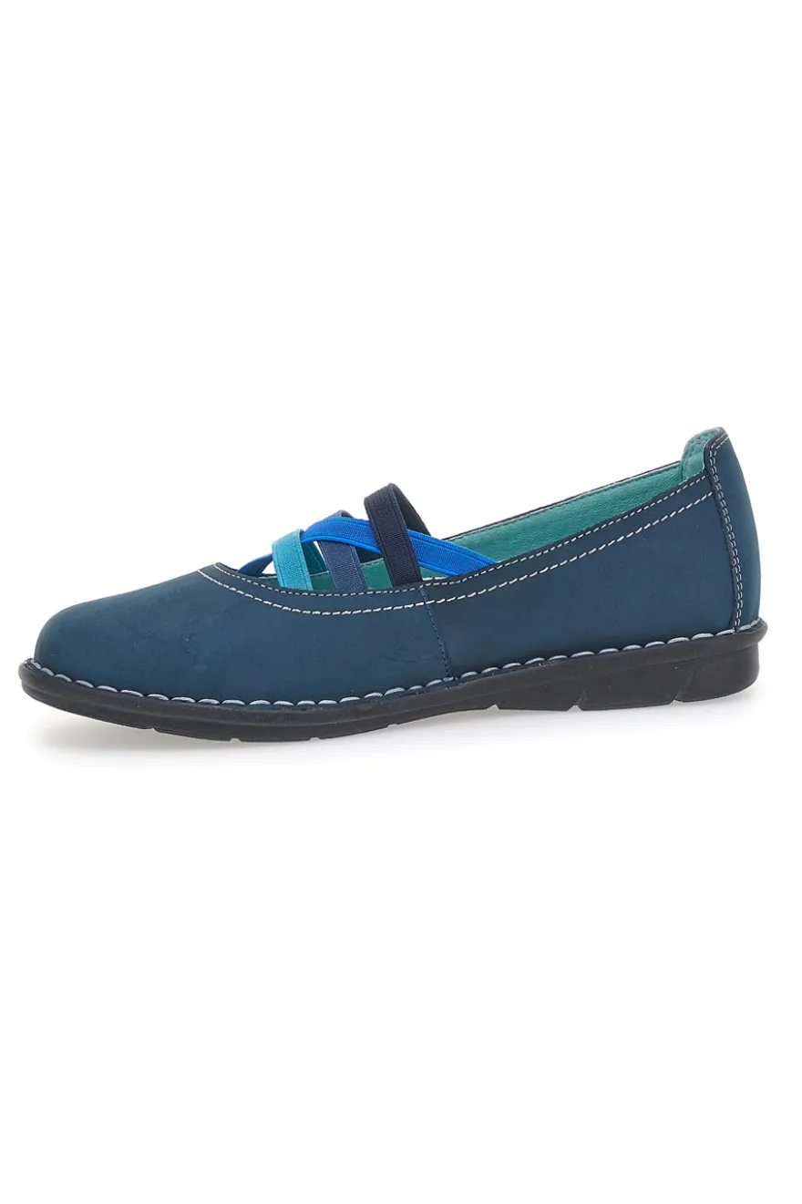 Ballerine blu in vera pelle con fasce elastiche Prima riga 19840FRUIT