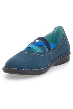 Ballerine blu in vera pelle con fasce elastiche Prima riga 19840FRUIT