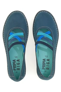 Ballerine blu in vera pelle con fasce elastiche Prima riga 19840FRUIT