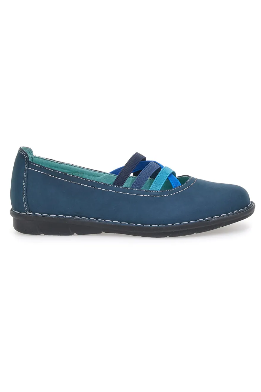 Ballerine blu in vera pelle con fasce elastiche Prima riga 19840FRUIT