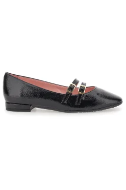 Ballerine in vernice nera a punto e doppio cinturino PITTARELLO GLAM 3690