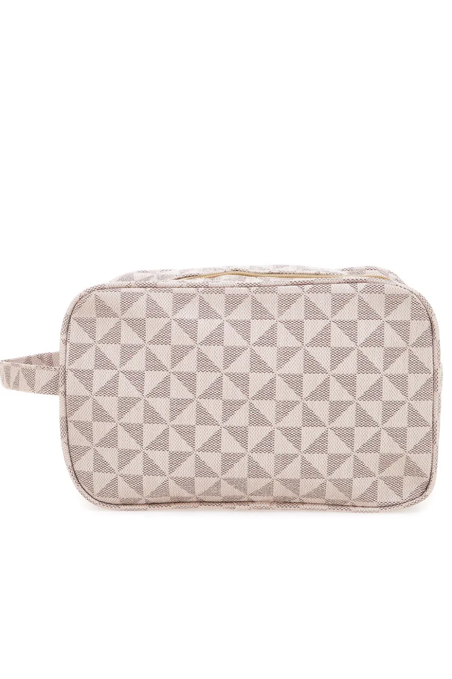 Beauty case beige con stampa geometrica JUICE MADRID 079