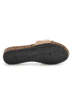 Beige Hausschuhe mit geknotetem Riemen Fun beach 18107