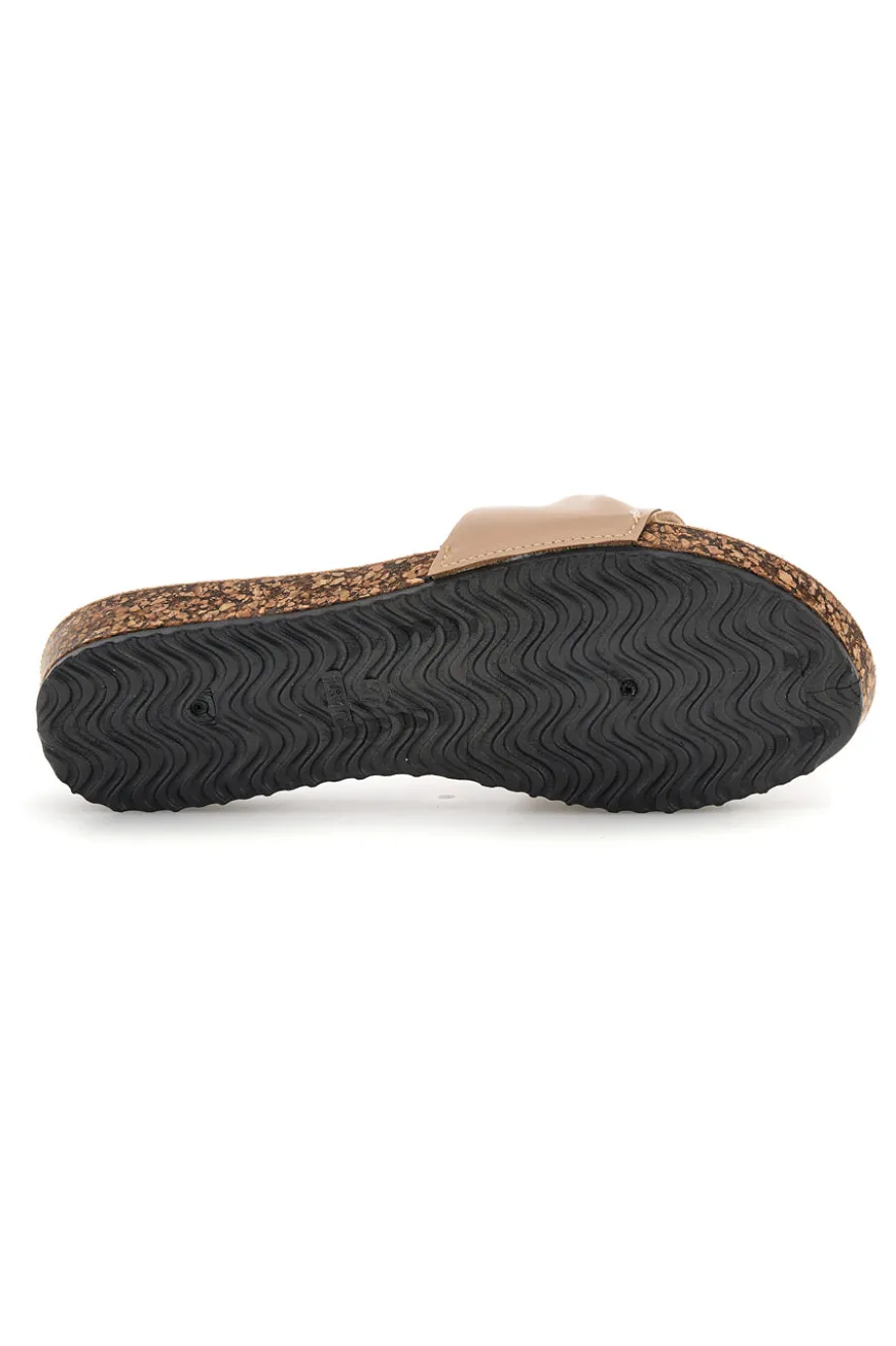 Beige Hausschuhe mit geknotetem Riemen Fun beach 18107