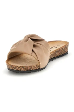 Beige Hausschuhe mit geknotetem Riemen Fun beach 18107