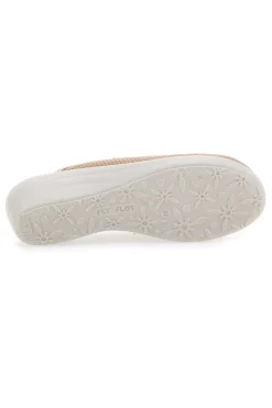 Beige Hausschuhe mit Ledersohle Fly Flot T4368FE