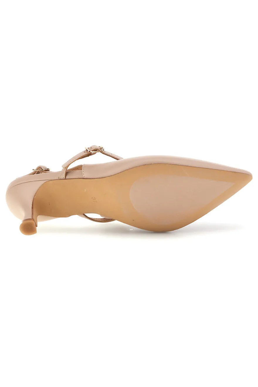 Beige Slingback-Pumps mit Riemen Mon dieu 9447H6
