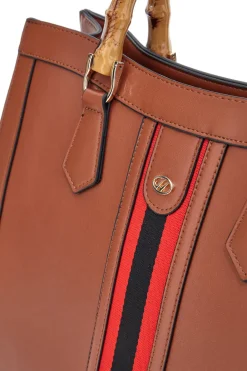 Borsa a Spalla Cuoio con dettagli Dorati Double Check 18247-3