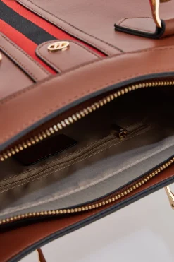 Borsa a Spalla Cuoio con dettagli Dorati Double Check 18247-3