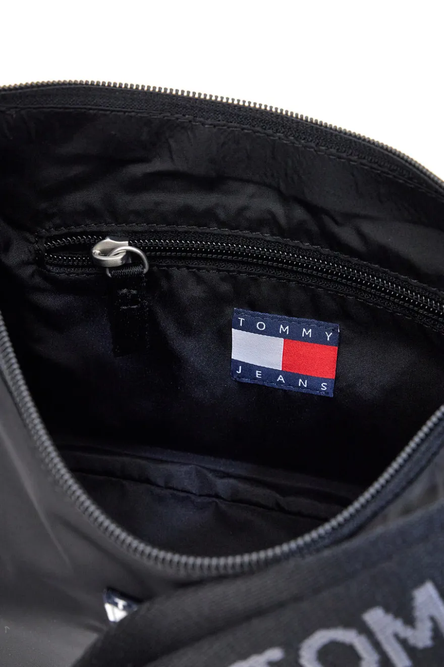 Borsa a spalla nera in tessuto con logo Tommy Jeans Shoulder Bag