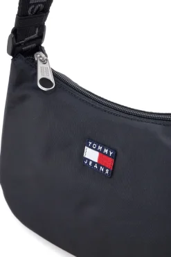 Borsa a spalla nera in tessuto con logo Tommy Jeans Shoulder Bag