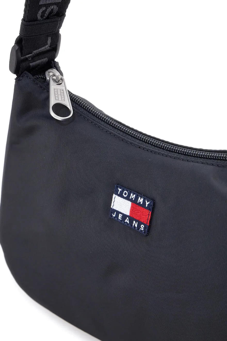 Borsa a spalla nera in tessuto con logo Tommy Jeans Shoulder Bag