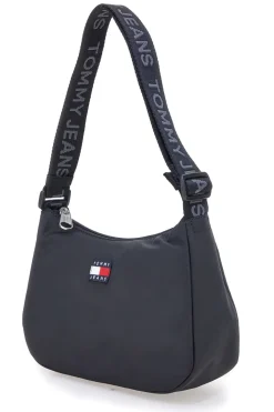 Borsa a spalla nera in tessuto con logo Tommy Jeans Shoulder Bag