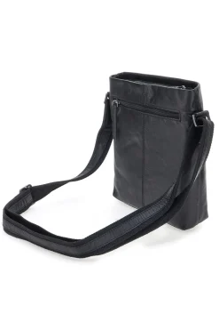 Borsa a tracolla nera in pelle con tracolla regolabile Black Shoot BS2883/T