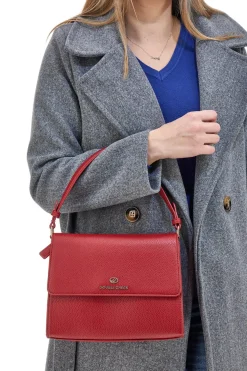 Borsa a Tracolla Rossa con dettagli Dorati Double Check 1824C