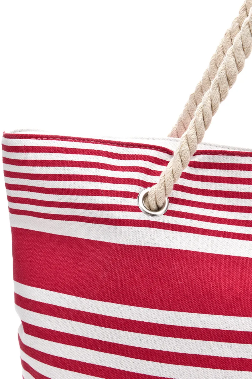 Borsa Mare Bianca e Fucsia A Righe Fun Beach XI Y005