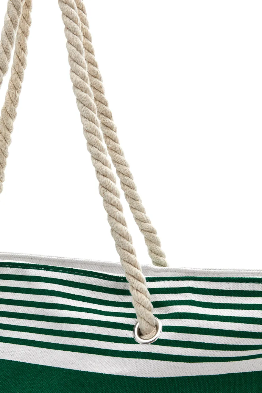 Borsa Mare Bianca e Verde A Righe Fun Beach XI Y005