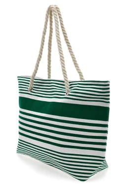 Borsa Mare Bianca e Verde A Righe Fun Beach XI Y005