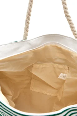 Borsa Mare Bianca e Verde A Righe Fun Beach XI Y005