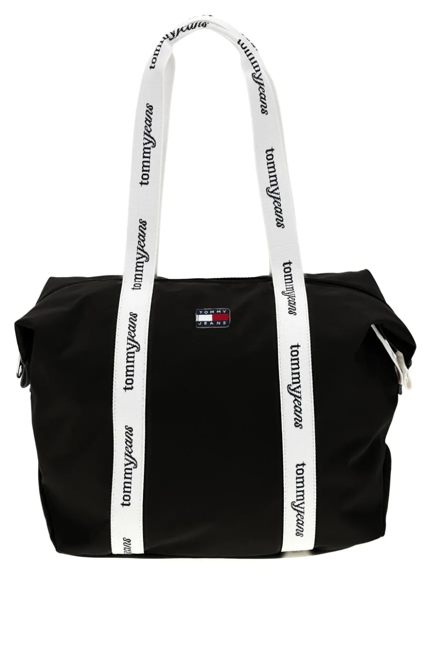 Borsa Mare Nera in Tessuto con Manici con Logo Tommy Jeans 18461