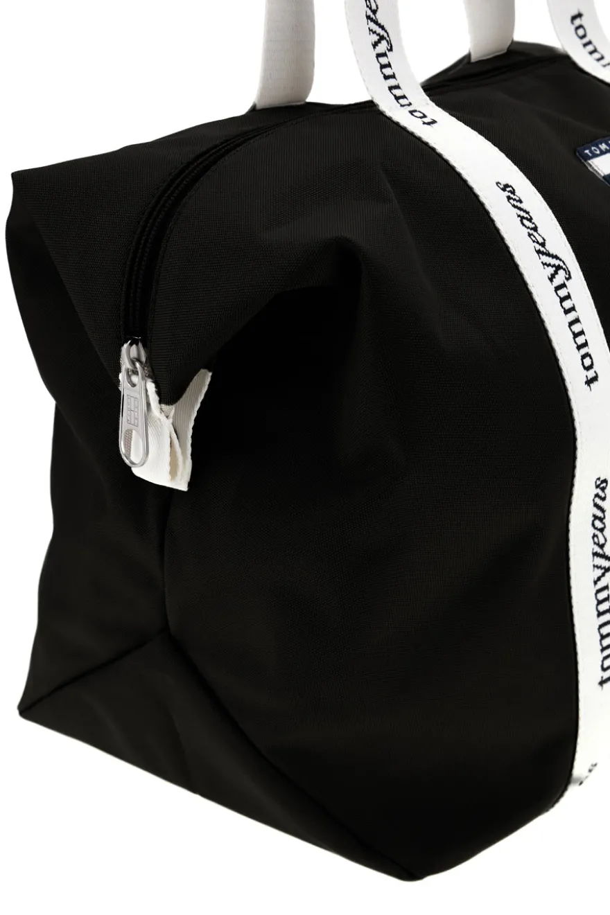 Borsa Mare Nera in Tessuto con Manici con Logo Tommy Jeans 18461