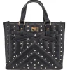 Borsa nera con borchie e tracolla removibile Lancetti CLASH