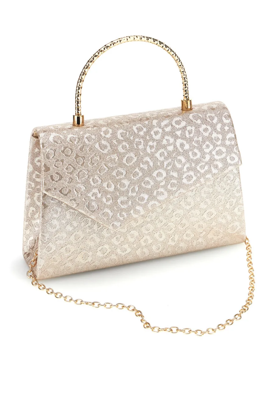 Borsa oro con texture animalier e tracolla a catenella Nbg SERA/3488