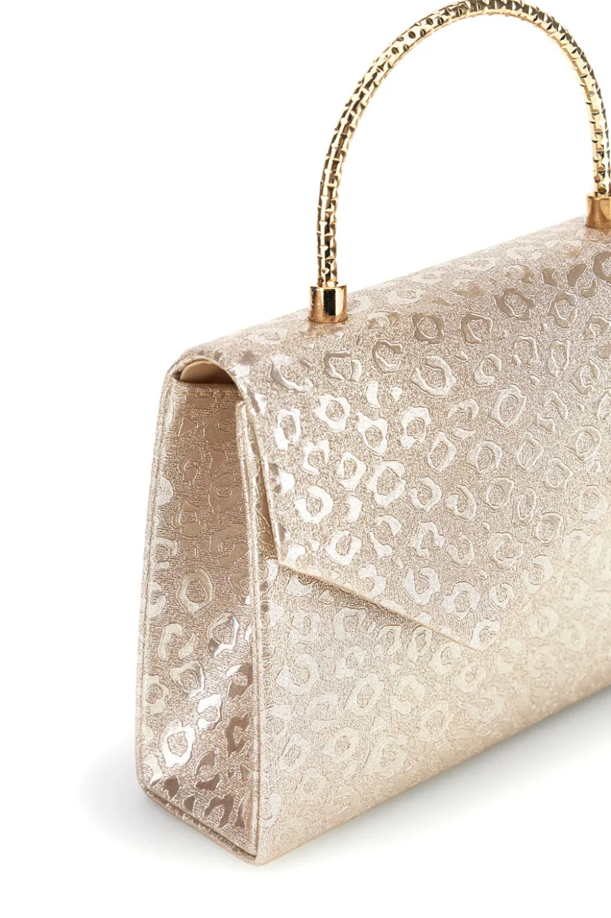 Borsa oro con texture animalier e tracolla a catenella Nbg SERA/3488