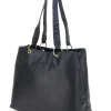Borsa shopper nera in vera pelle con doppi manici Basile CLASS BA3669TI