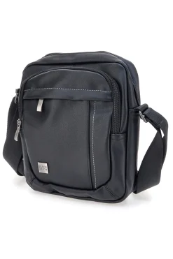 Borsello a tracolla nera con cuciture a contrasto Black Ghost BASILE BS522-4
