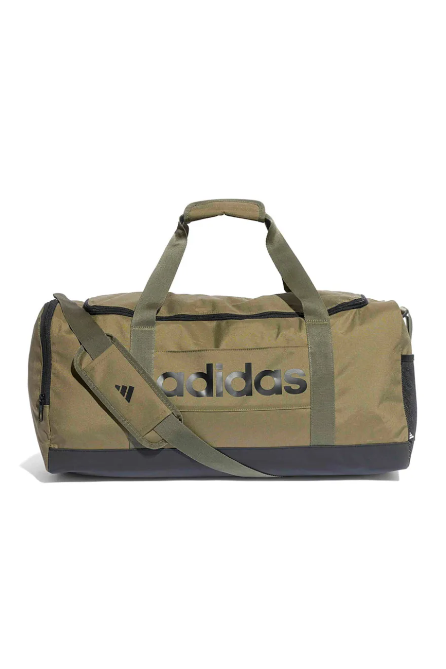 Borsone verde con logo laterale Adidas Linear Duffel
