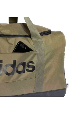 Borsone verde con logo laterale Adidas Linear Duffel