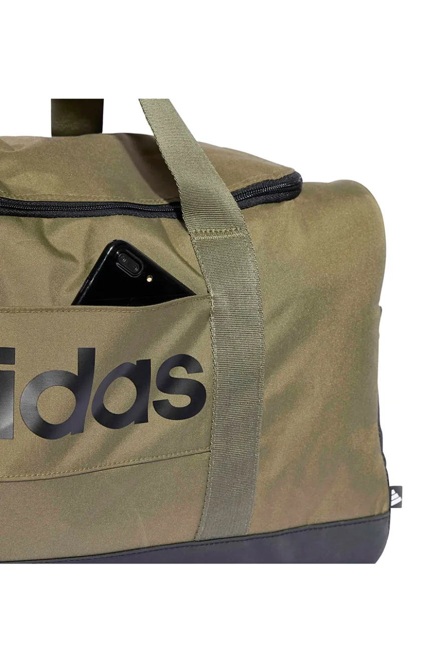 Borsone verde con logo laterale Adidas Linear Duffel