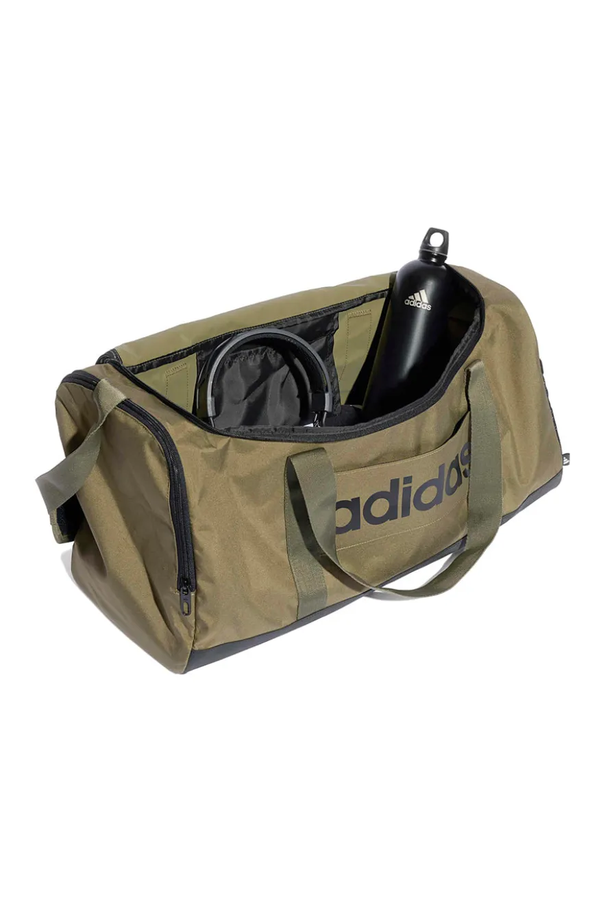 Borsone verde con logo laterale Adidas Linear Duffel