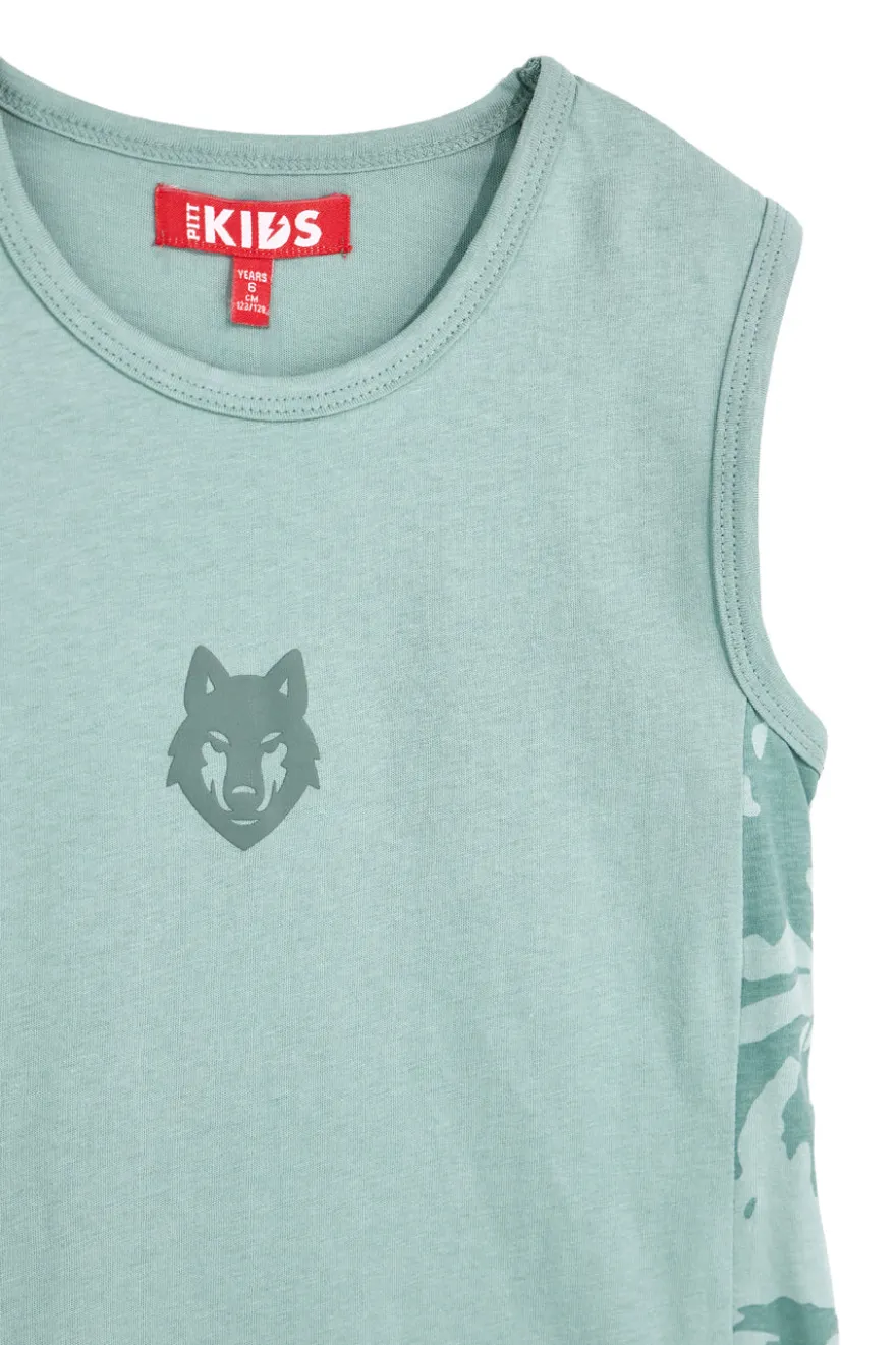 Canotta verde con stampa lupo Pitt kids PT-B-T-9007