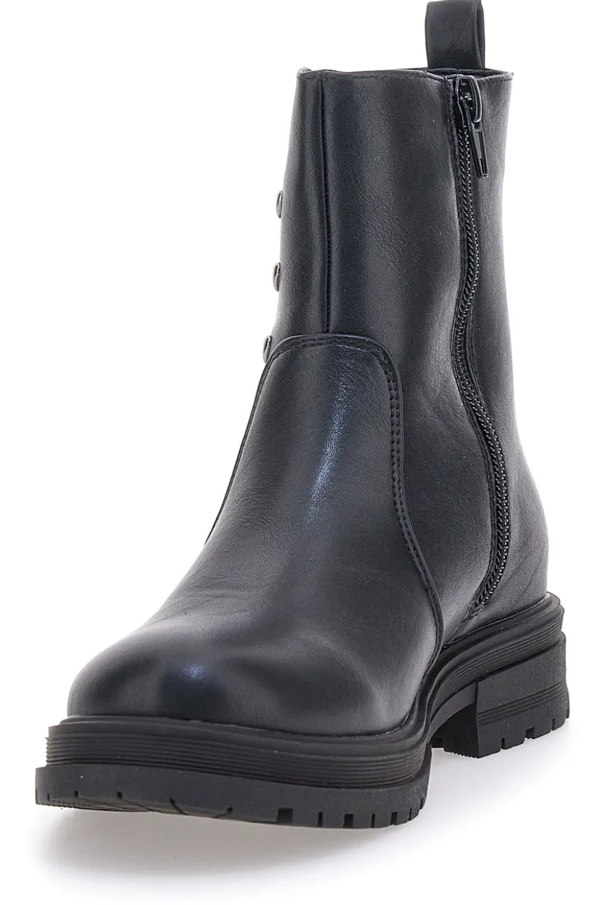 Chelsea boots neri con borchie a cuore Pitt Kids SKBS1104
